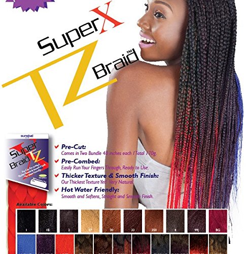 Supreme Super X TZ Braid Pre Stretched Pre Cut Pre Combed Expression Hair for Braiding 2 Bundles in 1 Pack 48 Inches (3 Packs Bundle Deal) (1)
