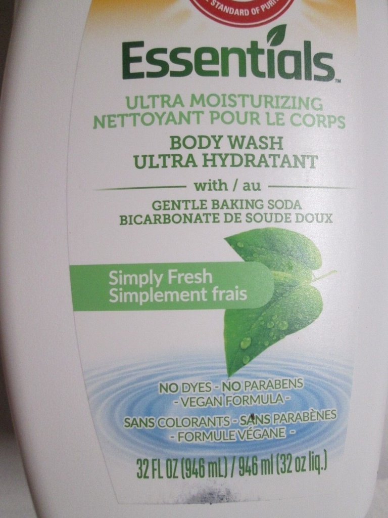 Arm & Hammer Essentials Ultra Moisturizing Body Wash  Simply Fresh  32 Ounce