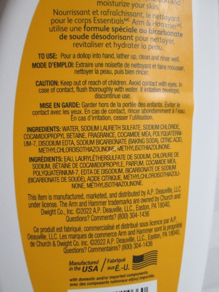 Arm & Hammer Essentials Ultra Moisturizing Body Wash  Simply Fresh  32 Ounce