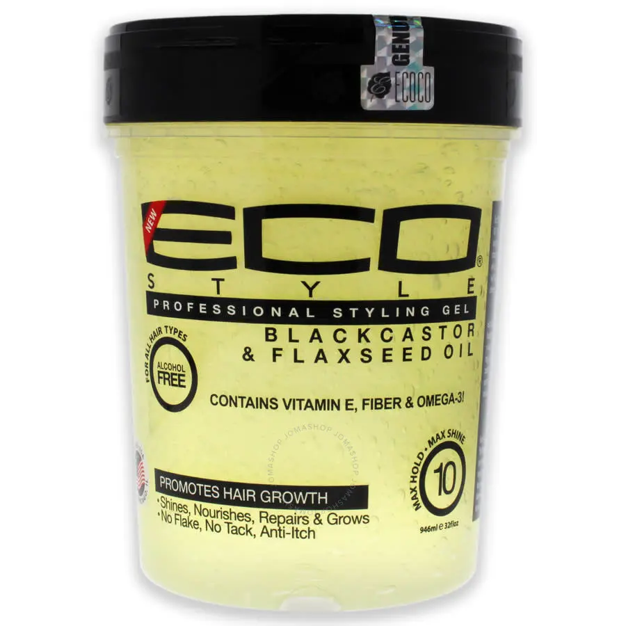 ECO STYLE STYLING GEL BLACK CASTOR & FLAXSEED OIL 32 OZ 