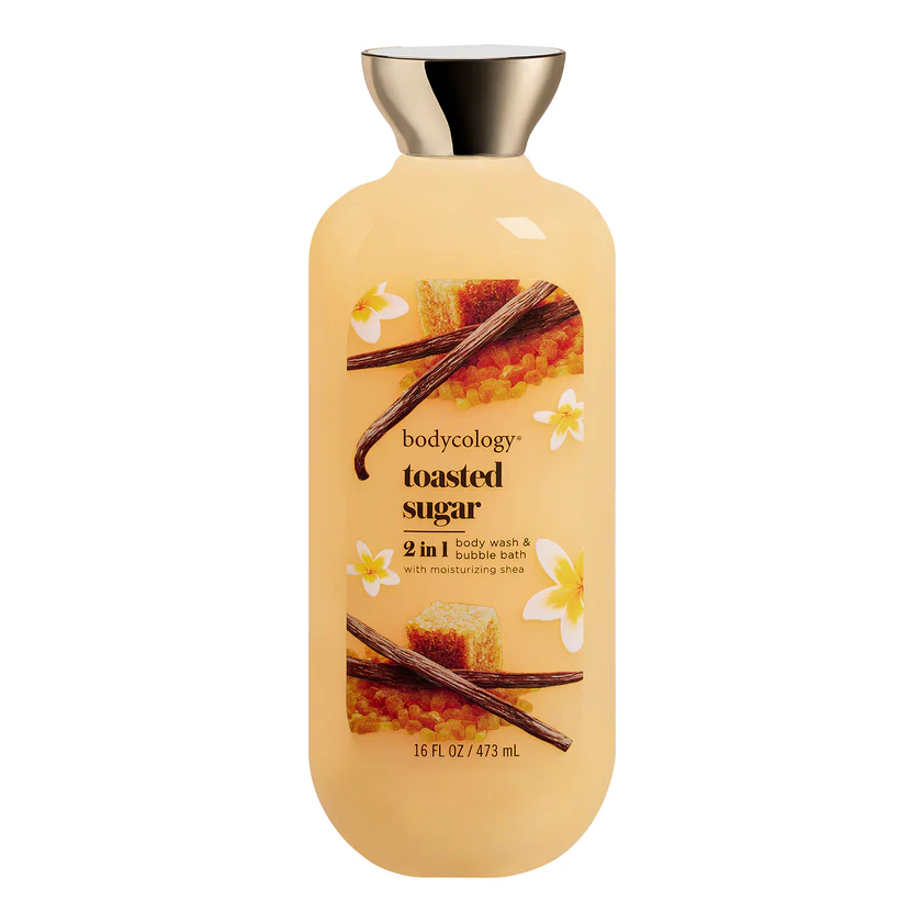 BODYCOLOGY 2 IN 1 BODY WASH & BUBBLE BATH TOASTED SUGAR 16OZ