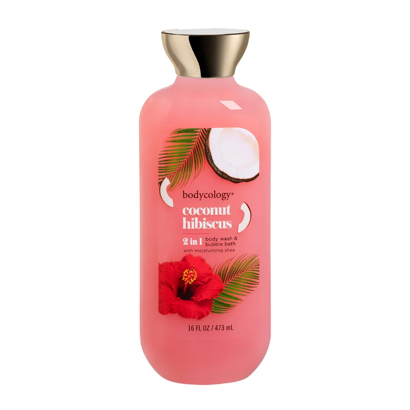 BODYCOLOGY 2 IN 1 BODY WASH & BUBBLE BATH COCONUT HIBISCUS 16OZ