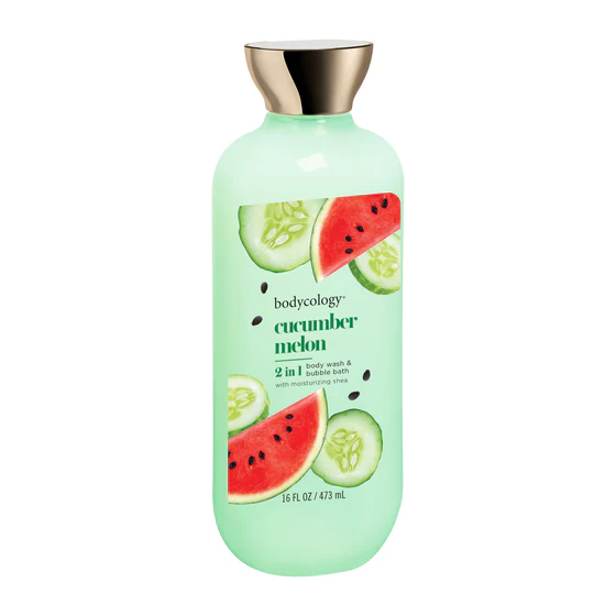 BODYCOLOGY 2 IN 1 BODY WASH & BUBBLE BATH CUCUMBER MELON 16OZ