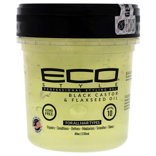 ECO STYLE STYLING GEL BLACK CASTOR & FLAXSEED OIL 8 OZ 