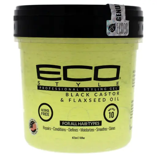 ECO STYLE STYLING GEL BLACK CASTOR & FLAXSEED OIL 16 OZ 