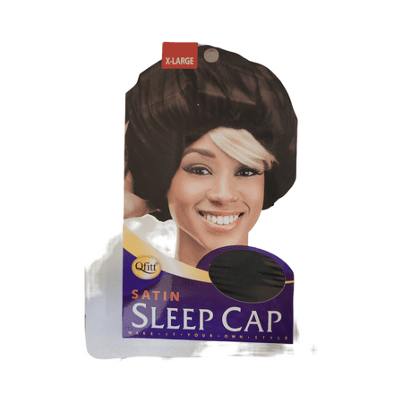 QFITT X-LARGE SATIN SLEEP CAP -BLACK #153    