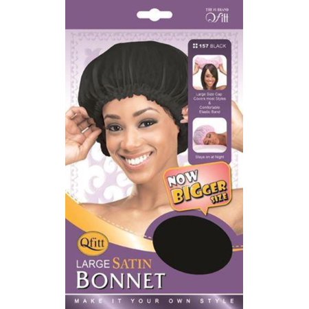 QFITT LARGE SATIN BONNET -BLACK     