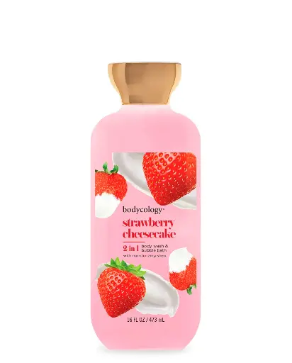BODYCOLOGY 2 IN 1 BODY WASH & BUBBLE BATH STRAWBERRY CHEESE CAKE 16 OZ